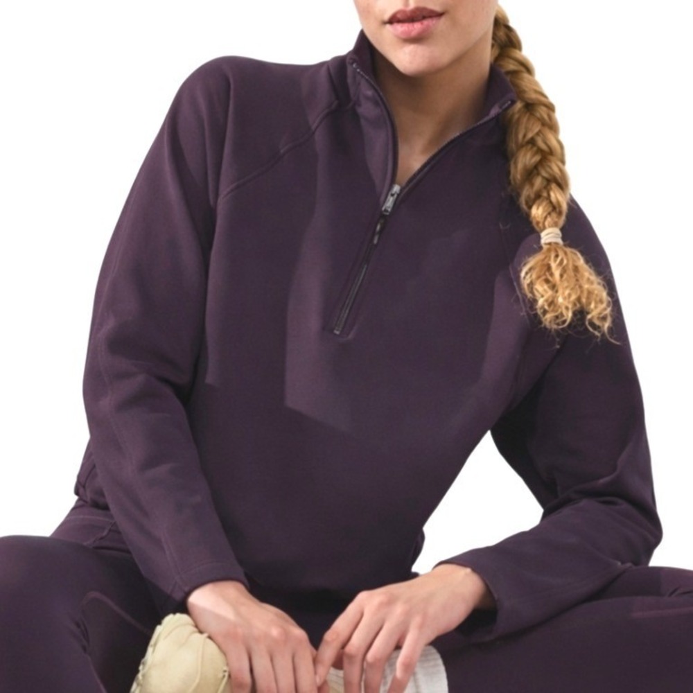 Athleta Altitude Fleece Lined Quarter Zip Womens Purple Sweatshirt Mock Neck L